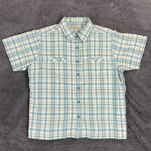 Cabelas Button Up Shirt Womens Large Plaid Green Pink Purple Lot of‎ 3 - Picture 1 of 15